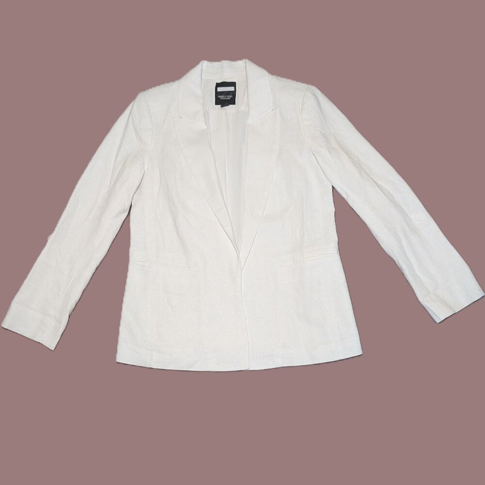 White Linen Blazer Jacket Petite Size XS